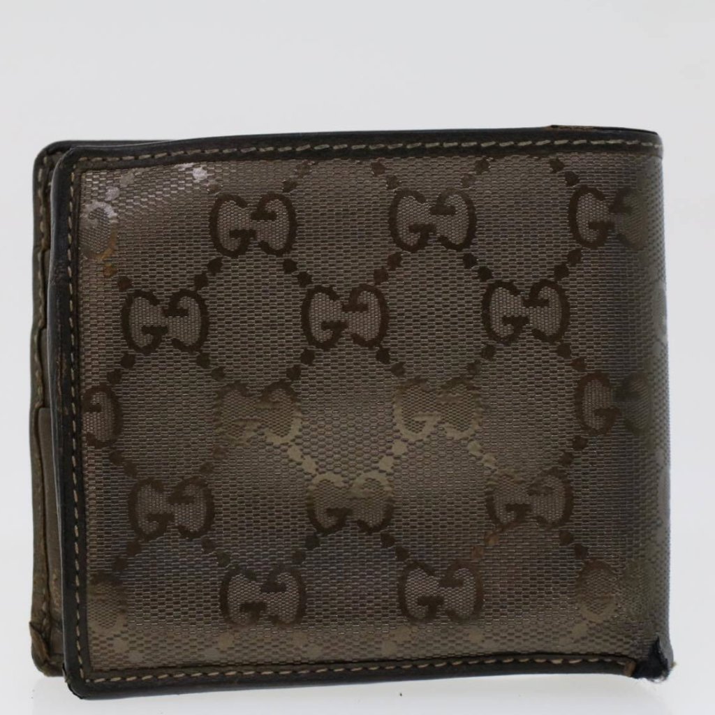 Authentic Gucci Signature Pvc Metallic Bronze Bi Fold Wallet Guc (Ggxx026)